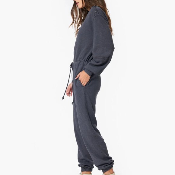 New Xirena | Jenn Fleece Lined Jumpsuit Ember Charcoal Gray Jogger Style Large - Picture 5 of 11